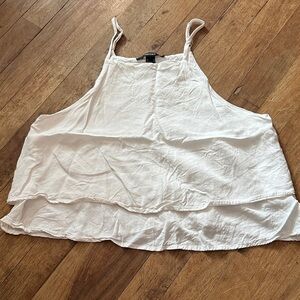 Forever 21 White Layered High Neck Loose Camisole - M
